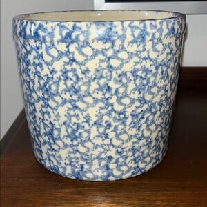 Speckled Blue and Cream Ceramic Planter